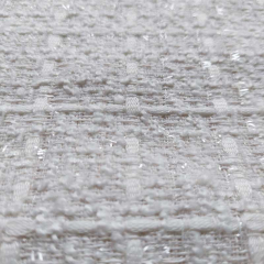 Boucle Stoff Lurex Ton-in-Ton franz�sischer Stil uni kariert, cremweiss