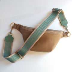 Taschengurt Taschenriemen grafisches Muster 3D- ecrue mintgr�n-mintgr�n -gold Schnallen
