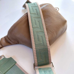 Taschengurt Taschenriemen grafisches Muster 3D- ecrue mintgr�n-mintgr�n -gold Schnallen