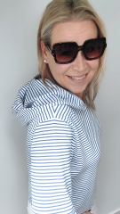 Jersey Stoff Streifen, kobaltblau wei�
