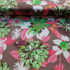 RESTST�CK 96 cm Viskose Twillstoff Blumen Blusenstoff, rosa hellgr�n hellbraun