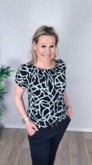 Viskose Twillstoff Seile, gr�n wei� dunkelblau