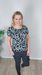 Viskose Twillstoff Seile, gr�n wei� dunkelblau