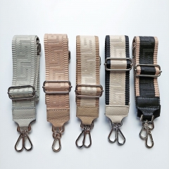 Taschengurt Taschenriemen grafisches Muster - wei� - wei�es Leder- silber Schnallen