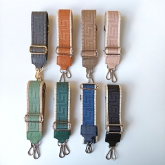 Taschengurt Taschenriemen grafisches Muster - wei� - wei�es Leder- silber Schnallen