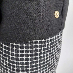Boucle Stoff Quadrate, cremewei� schwarz
