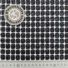 Boucle Stoff Quadrate, cremewei� schwarz