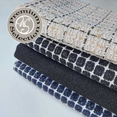 Boucle Stoff Quadrate, cremewei� schwarz