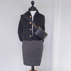 Boucle Stoff Quadrate, cremewei� schwarz