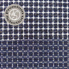 Boucle Stoff Quadrate, cremewei� schwarz dunkelblau