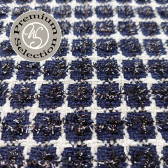 Boucle Stoff Quadrate, cremewei� schwarz dunkelblau