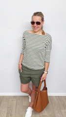 Rippenjersey Streifen 1 cm, armygr�n cremewei� (garngef�rbt)