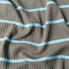 Rippenjersey Stoff breite Streifen, hellmint khaki (garngef�rbt)