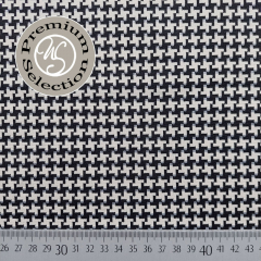 RESTST�CK 125 cm Jacquard Jerseystoff Hahnentritt Pepita, schwarz wei�