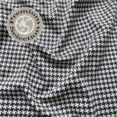 RESTST�CK 125 cm Jacquard Jerseystoff Hahnentritt Pepita, schwarz wei�