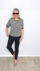 RESTST�CK 125 cm Jacquard Jerseystoff Hahnentritt Pepita, schwarz wei�