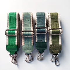Taschengurt Taschenriemen grafisches Muster 3D-hellbeige armygr�n-armygr�nes Leder- gold Schnallen