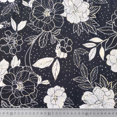 Badeanzugstoff Funktionsjersey Blumen Bl�tter, gelb wei� schwarz