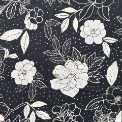 Badeanzugstoff Funktionsjersey Blumen Bl�tter, gelb wei� schwarz