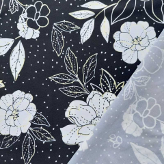 Badeanzugstoff Funktionsjersey Blumen Bl�tter, gelb wei� schwarz