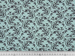 Jerseystoff Tiger Gesichter, schwarz mint
