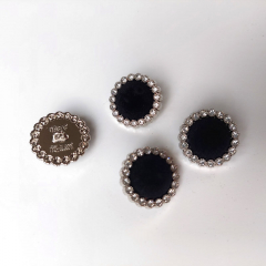 Samtknopf aus Metall mit Strasssteinchen Knopfgr��e 28/17,92 mm, schwarz