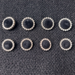 Samtknopf aus Metall mit Strasssteinchen Knopfgr��e 28/17,92 mm, schwarz
