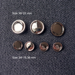 Metallknopf mit Rand glatt gl�nzend nickelfrei Knopfgr��e 24/15 mm, gunmetal