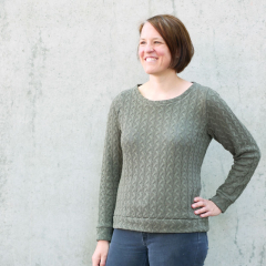 Strickstoff Zopfmuster, armygr�n