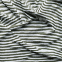 Jerseystoff schmale Streifen 2 mm Garn gef�rbt, wei� khakigr�n #KK028
