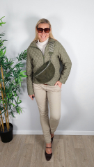 Bauchtasche Wildleder mit Wildlederriemen -army gr�n - silber Schnallen-Made in Italy
