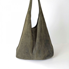 Wildleder Tasche Shopper Beutelform - armygr�n