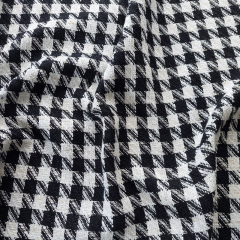 Boucle Stoff Hahnentritt Lurex, schwarz cremewei�