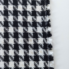 Boucle Stoff Hahnentritt Lurex, schwarz cremewei�