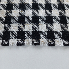 Boucle Stoff Hahnentritt Lurex, schwarz cremewei�