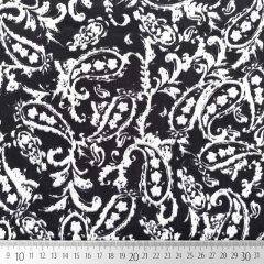 Blusenstoff Satin Velvet Paisley, wei� schwarz