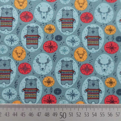 Jerseystoff B�rchen Kreise , rauchblau