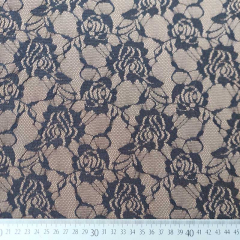 Jerseystoff Punto di Roma Spitze Blumen, schwarz camel