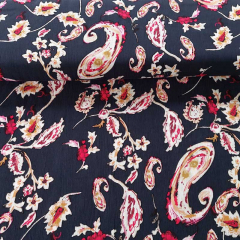 RESTST�CK 100 cm Viskose Borkenkrepp Blusenstoff Blumen Paisleymuster,rot wei� dunkelblau