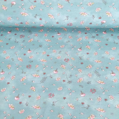 Jerseystoff Digitaldruck kleine Bl�tter Pilze, mint