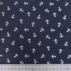 Jerseystoff Foliendruck kleine Anker silber metallic dunkelblau