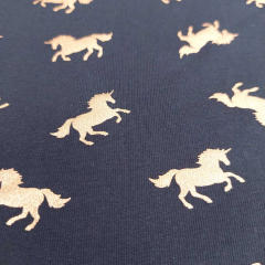 Jerseystoff Einhorn, kupfer gl�nzend blau (metallic)