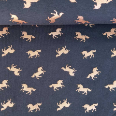 Jerseystoff Einhorn, kupfer gl�nzend blau (metallic)