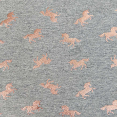 Jerseystoff Einhorn, kupfer gl�nzend grau meliert (metallic)
