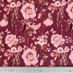 Jersey Rosen Traumf�nger Digitaldruck, rosa bordeaux