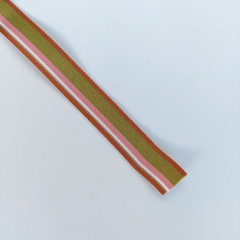 Ripsband Streifen 16 mm, cognac khaki rosa wei�