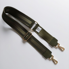 Taschengurt Streifen 3d uni - armygr�n-armygr�nes Leder - goldene Schnallen