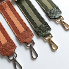 Taschengurt Streifen 3d uni - armygr�n-armygr�nes Leder - goldene Schnallen