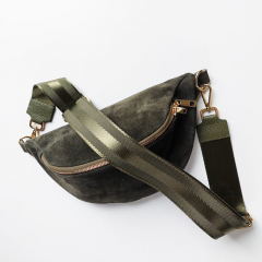 Taschengurt Streifen 3d uni - armygr�n-armygr�nes Leder - goldene Schnallen