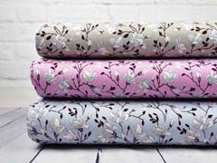 RESTST�CK 88 cm Viskosejersey Blumen und Ranken, rosa